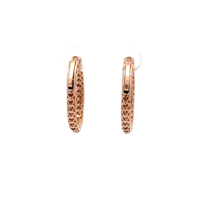 1.60 ctw Natural Diamonds Hoop Earrings | 14k Rose Gold