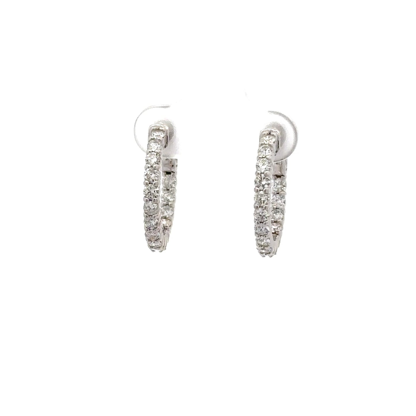 1.53 ctw Natural Diamonds Hoop Earrings | 14k White Gold