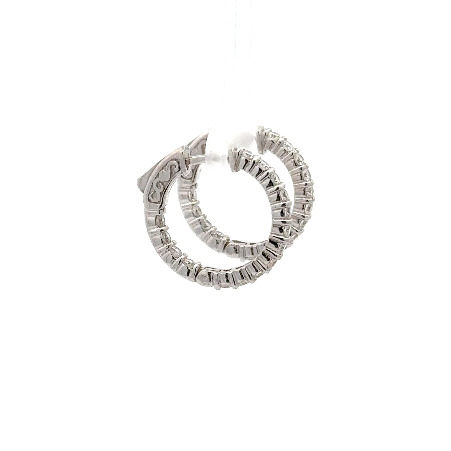 1.53 ctw Natural Diamonds Hoop Earrings | 14k White Gold