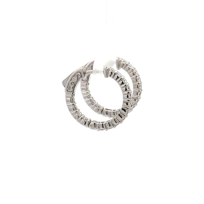 1.53 ctw Natural Diamonds Hoop Earrings | 14k White Gold