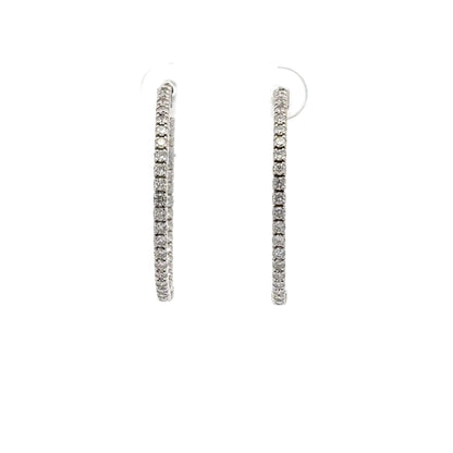 1.35 ctw Natural Diamonds Hoop Earrings | 14k White Gold