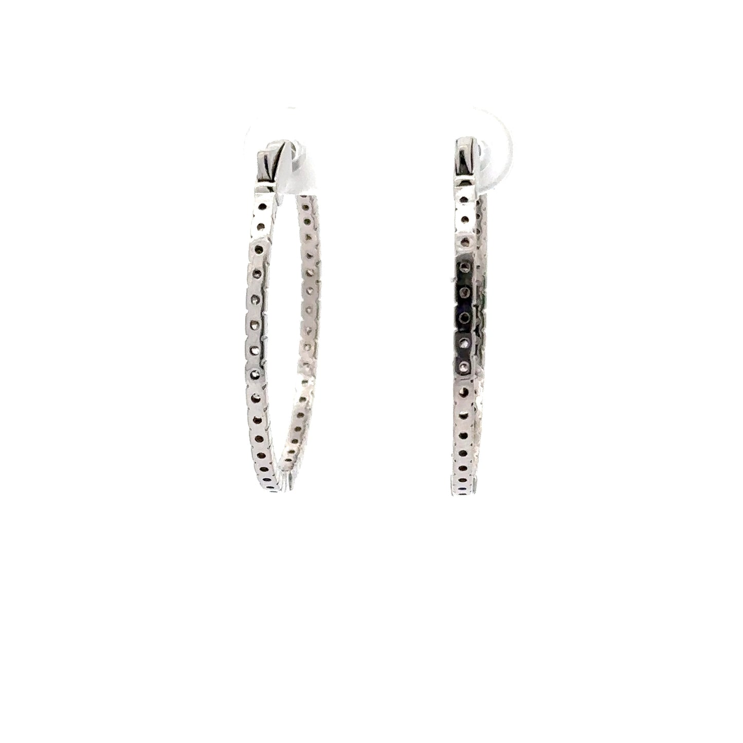 1.35 ctw Natural Diamonds Hoop Earrings | 14k White Gold