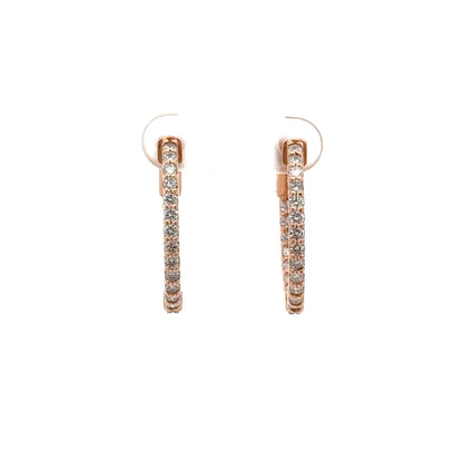 1.26 ctw Natural Diamonds Hoop Earrings | 14k Rose Gold