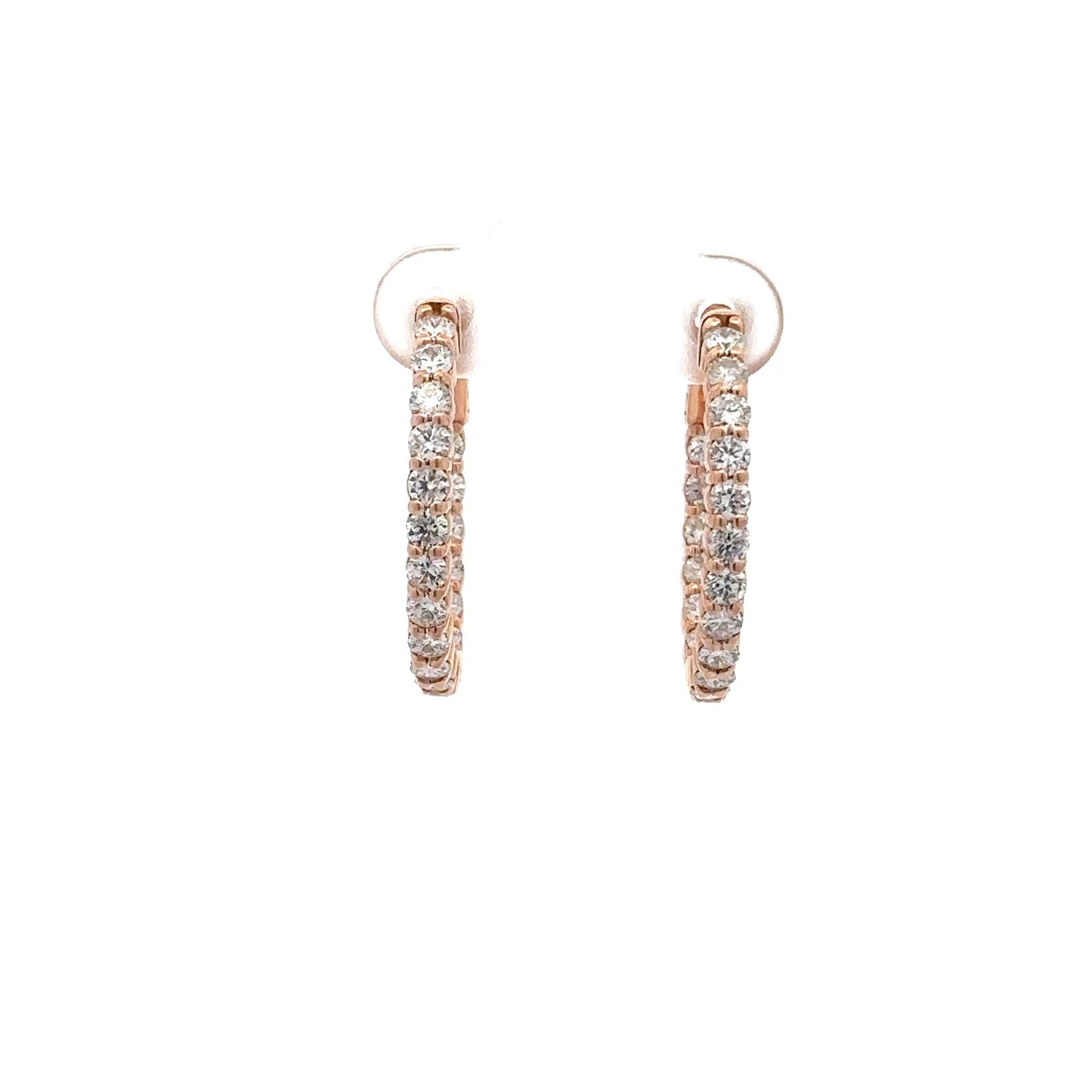2.43 ctw Natural Diamonds Hoop Earrings | 14k Rose Gold