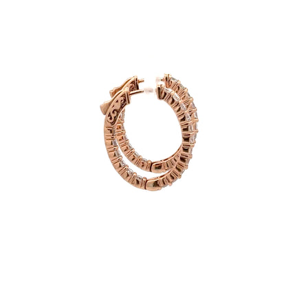 2.43 ctw Natural Diamonds Hoop Earrings | 14k Rose Gold