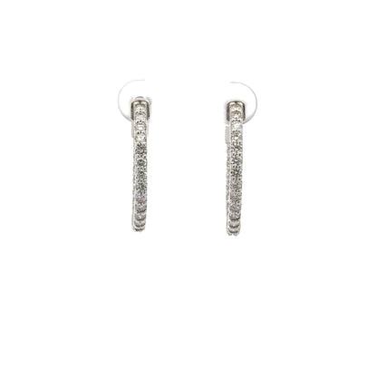 1.26 ctw Natural Diamonds Hoop Earrings | 14k White Gold