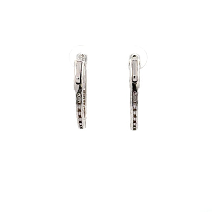 1.26 ctw Natural Diamonds Hoop Earrings | 14k White Gold