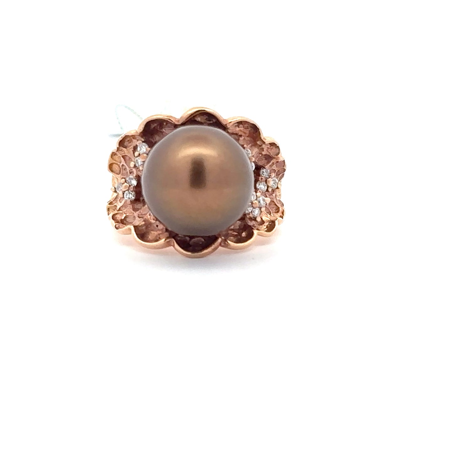 Elegant 18K Rose Gold women’s Ring with 12.5mm Pearl Ring.