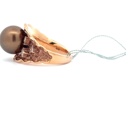 Elegant 18K Rose Gold women’s Ring with 12.5mm Pearl Ring.
