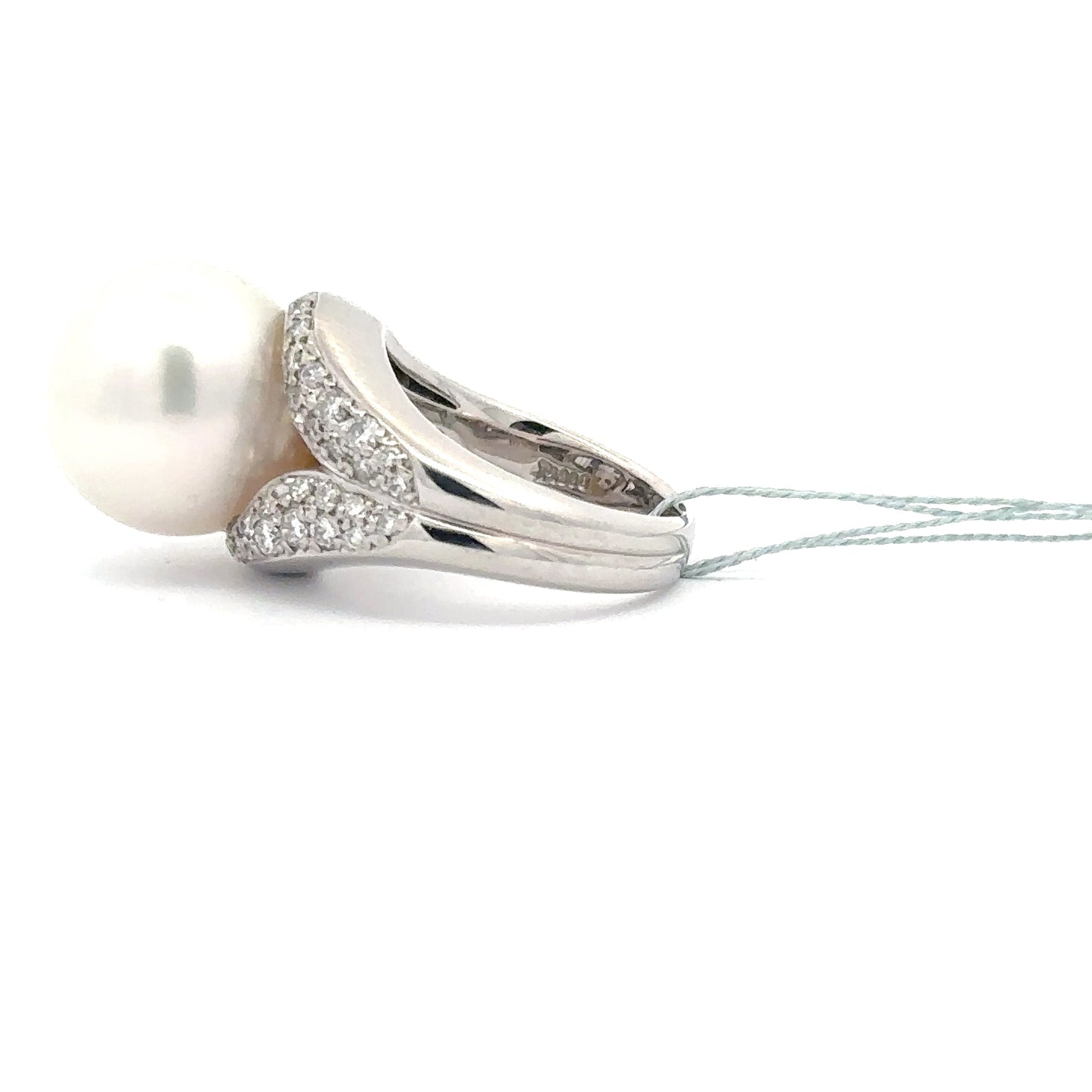 Japanese Akoya Pearl & 1.10ct Natural Diamond Ring | Platinum