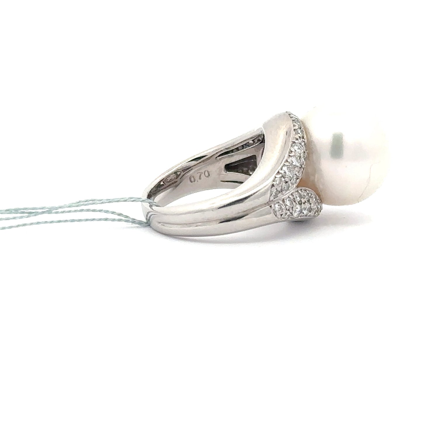 Japanese Akoya Pearl & 1.10ct Natural Diamond Ring | Platinum