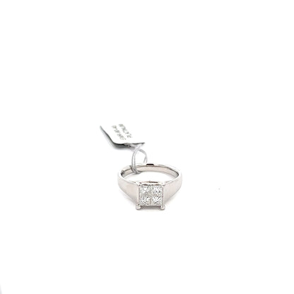0.79ct Total Natural Princess Cut Diamond Ring | PLATINUM