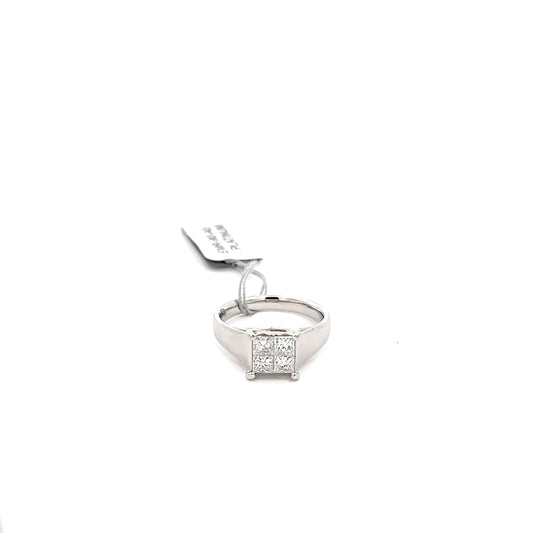 0.79ct Total Natural Princess Cut Diamond Ring | PLATINUM