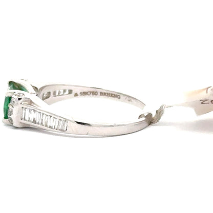 18K WHITE GOLD | 0.94 CT NATURAL EMERALD | 0.29 CT NATURAL DIAMOND RING.