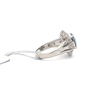 3.18 Carat Blue Sapphire Set in Platinum women’s Designer Ring.