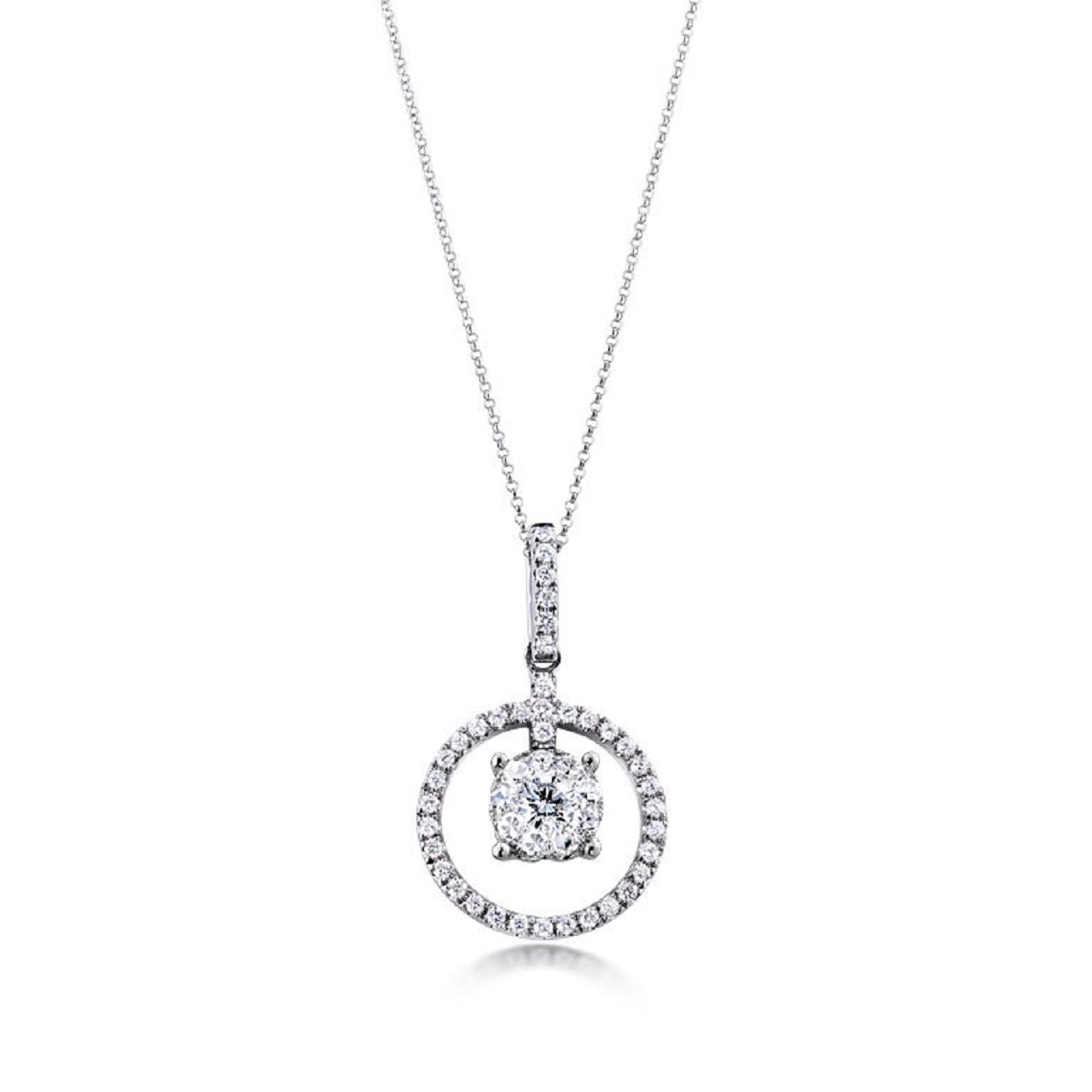 0.55 ctw Natural Diamonds | Color: F | Clarity: VS | 18k White Gold Pendant.