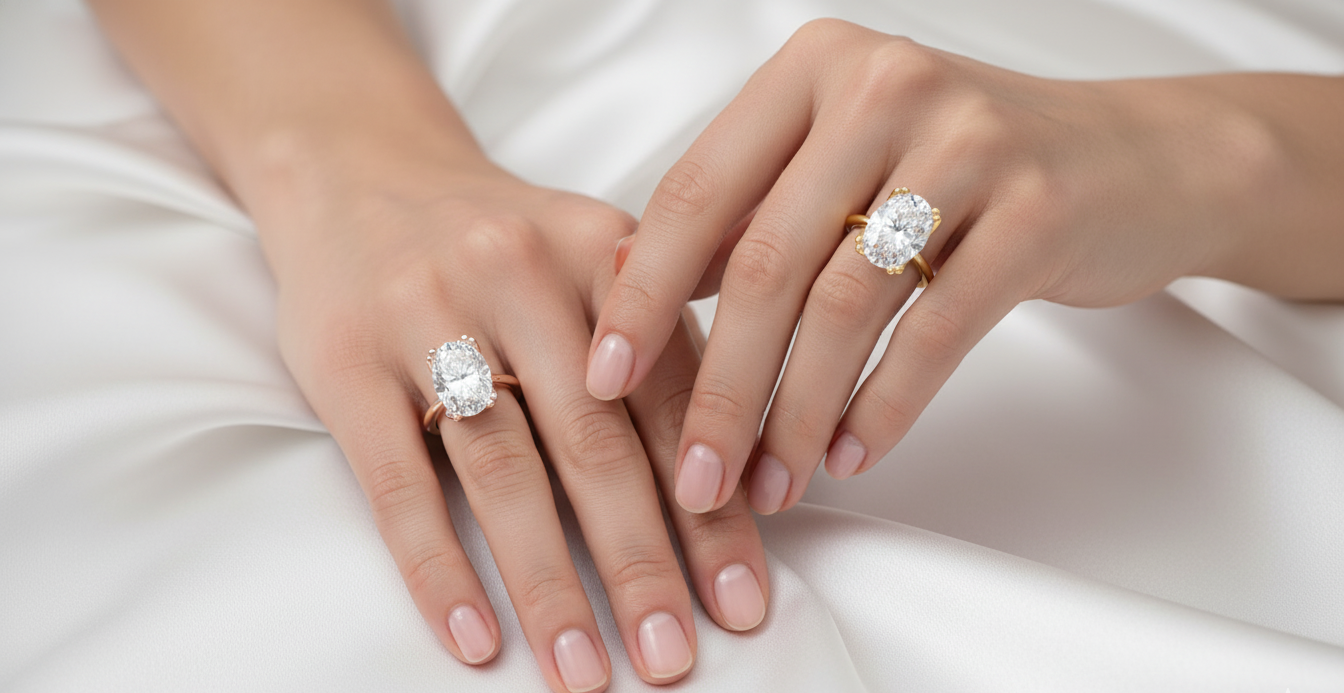 3.00 ct Oval Cut Center Lab Grown Diamond | Color: E | Clarity: VVS | Designer Ring.