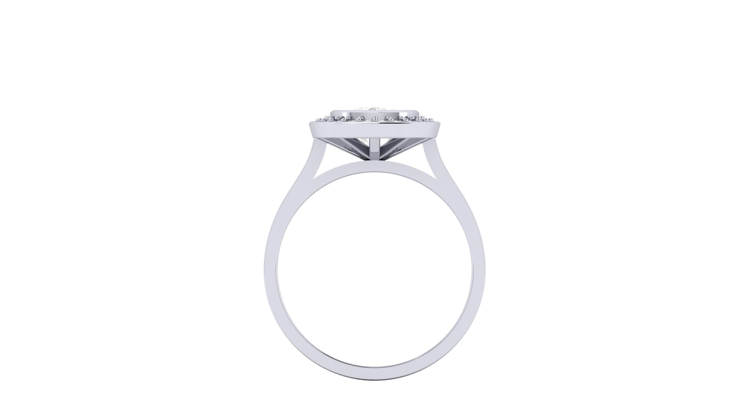 2.10 ct Cushion Cut Center Lab Grown Diamond | Color: E | Clarity: VVS | 0.50 ct Lab-Grown Side Diamonds | Halo Ring.