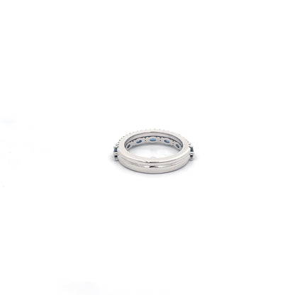 1.62 ct Natural Royal Blue Sapphire Band | 0.47 ct Natural Diamonds | Platinum