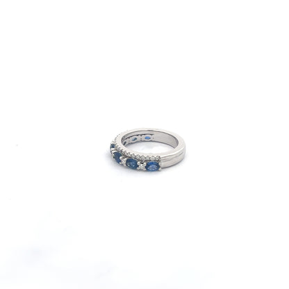 1.62 ct Natural Royal Blue Sapphire Band | 0.47 ct Natural Diamonds | Platinum