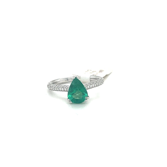 Pear Shape Emerald Solitaire Ring