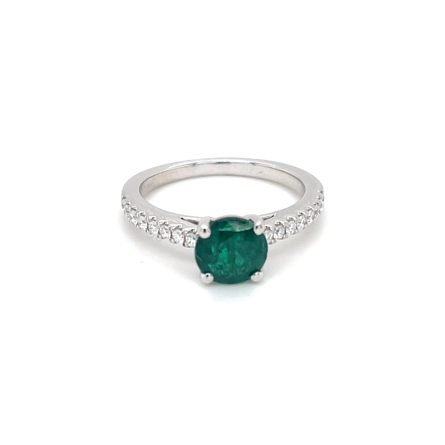 Elegant Emerald/Diamond Women’s Ring Set in 18K White Gold