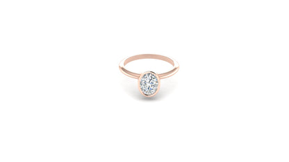 1.10 ctw Oval Shape Lab Grown Diamond | Bezel Set Setting | Solitaire Ring.