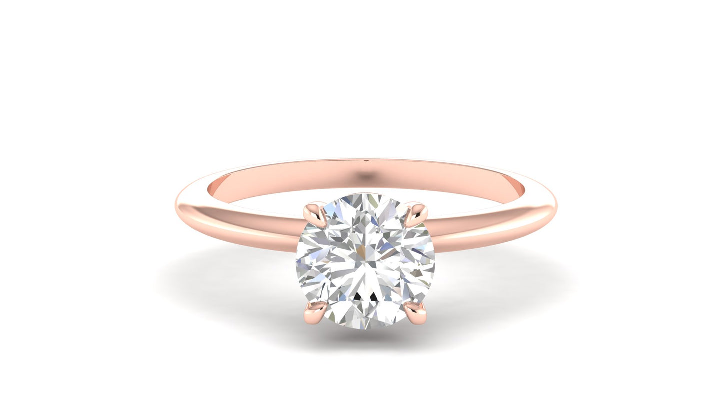 1.00 ctw Round Shape Lab Grown Diamond | 4 Prong Setting | Solitaire Ring.