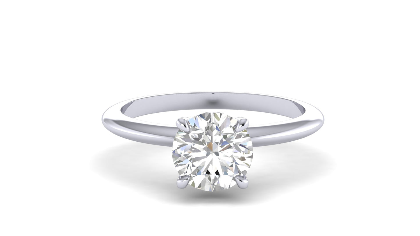 1.00 ctw Round Shape Lab Grown Diamond | 4 Prong Setting | Solitaire Ring.