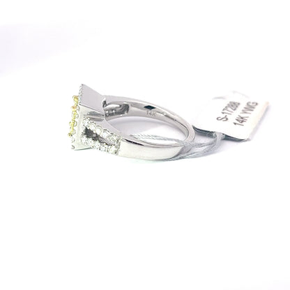 0.54ct Natural Yellow Princess-Cut(4 pc) Diamond Ring | 0.58ct Side Diamonds | 14K YWG