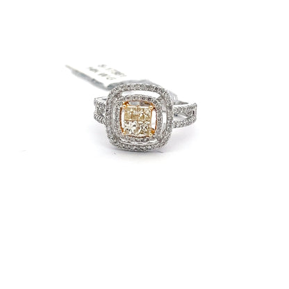 0.46 ct Natural Yellow Diamond Ring | 0.54 ct Side Diamonds | 14k YWG | 5.1 Gram