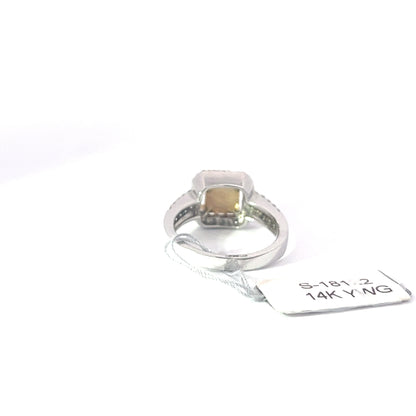 0.79ct Natural Yellow Princess-Cut Diamond Ring | 0.66ct Side Diamonds | 14K YWG