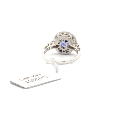 2.11ct Natural Round Tanzanite Center & 0.75ct Natural Side Diamonds Ring | 14K WG
