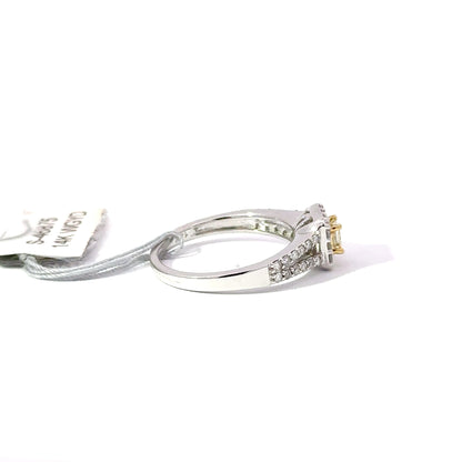 0.41ct Natural Yellow Princess-Cut Diamond Ring | 0.20ct Side Diamonds | 14K YWG