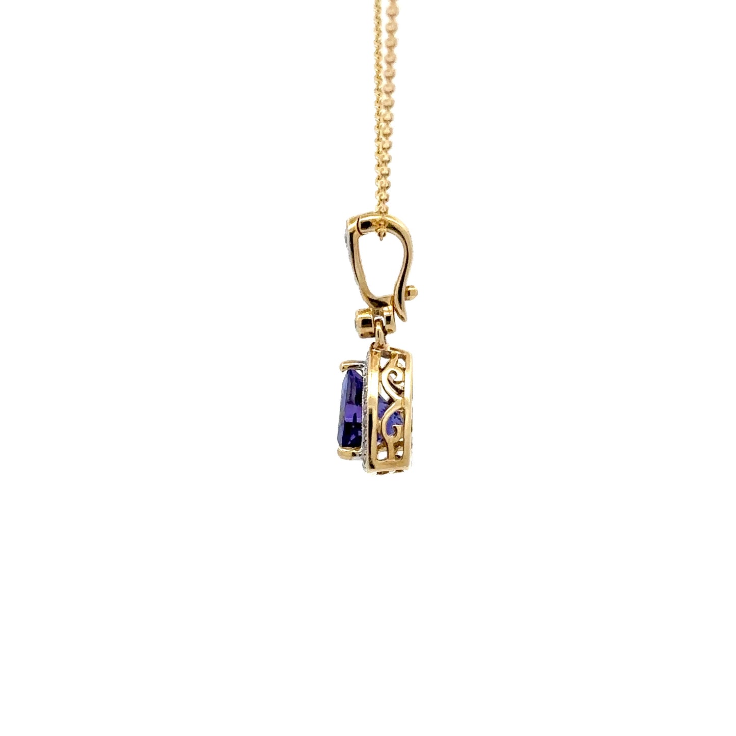 2.45 ct Natural Tanzanite Pendant | 0.21 ct Natural Diamonds | 14k Yellow Gold