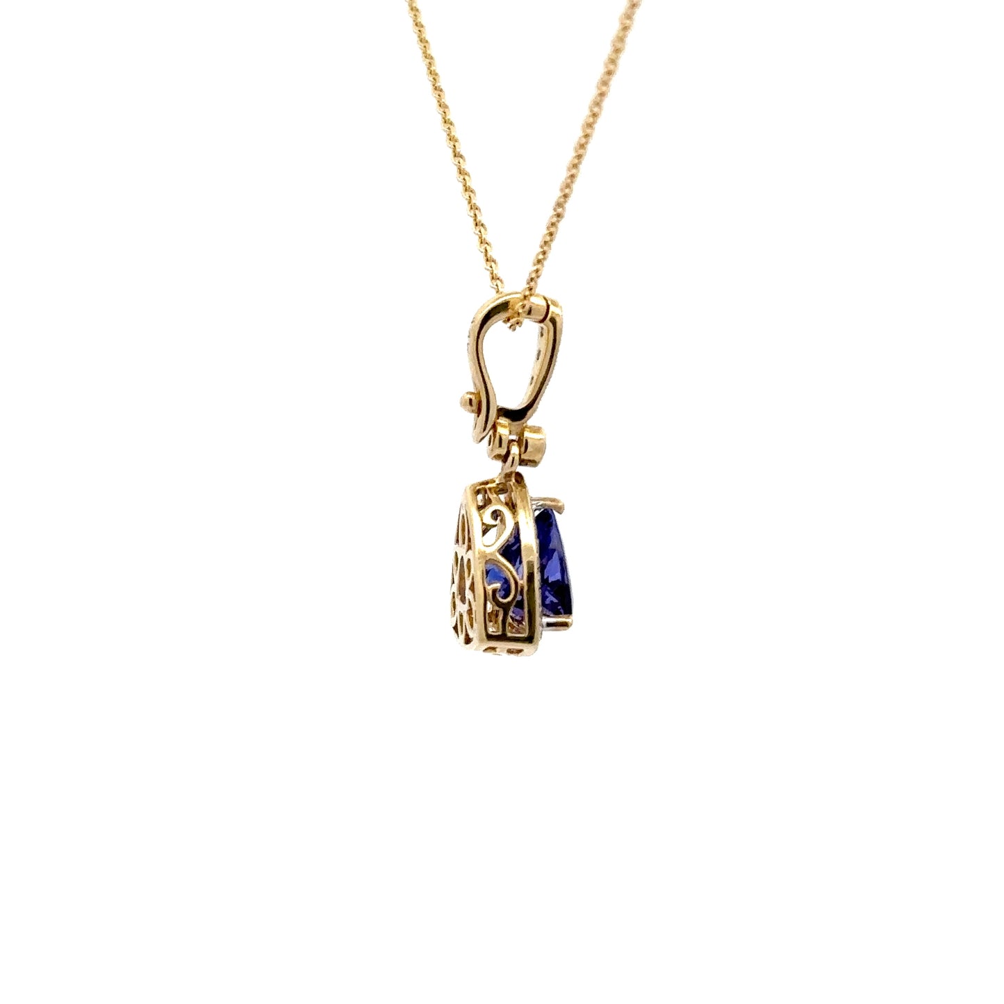 2.45 ct Natural Tanzanite Pendant | 0.21 ct Natural Diamonds | 14k Yellow Gold