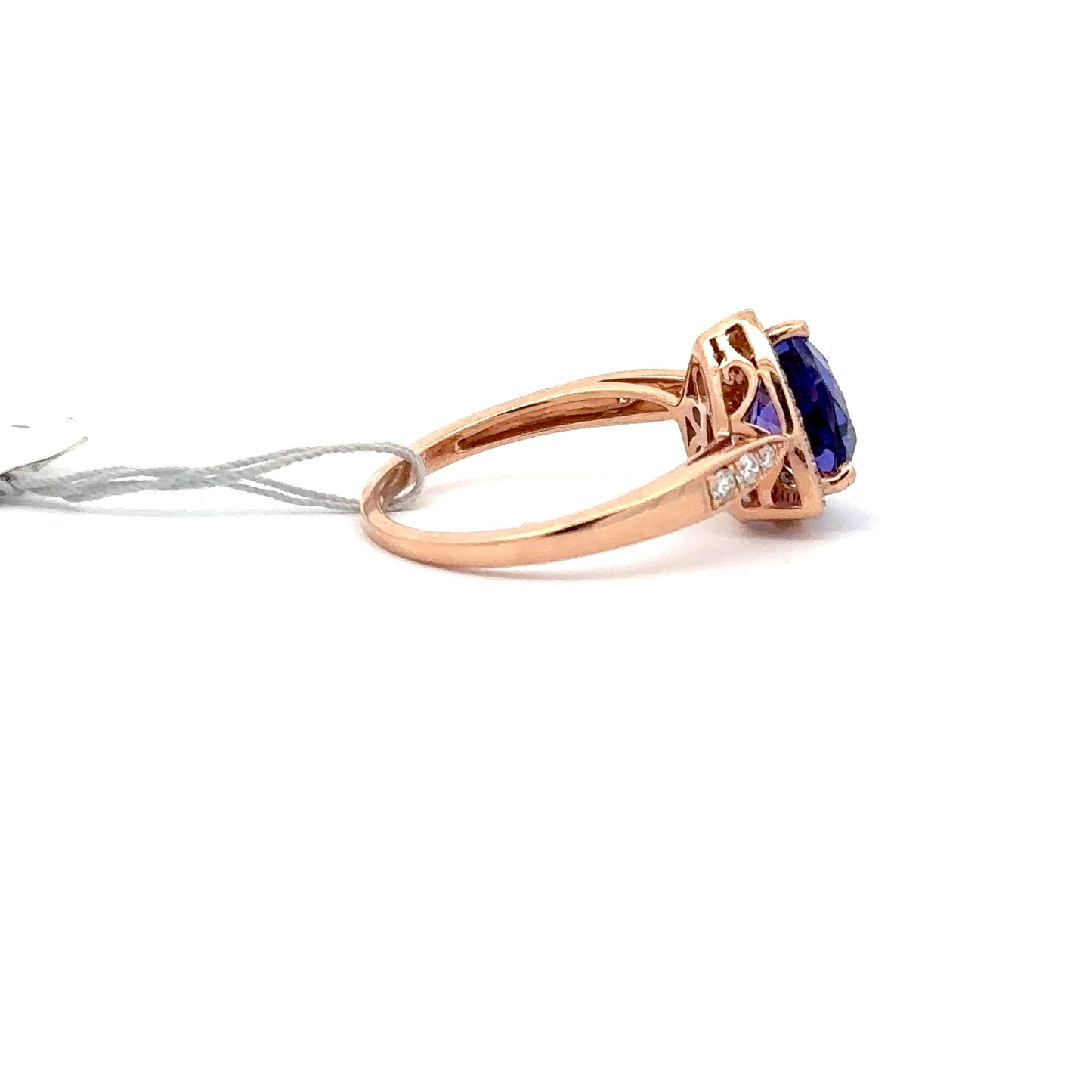 2.60ct Natural Trillion-Cut Tanzanite Center & 0.24ct Natural Side Diamonds Ring | 14K RG