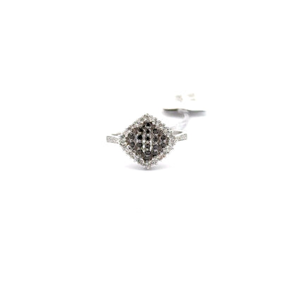 14K White Gold | 0.30 ct Natural Diamond | 0.19 ct Natural Black Diamonds.
