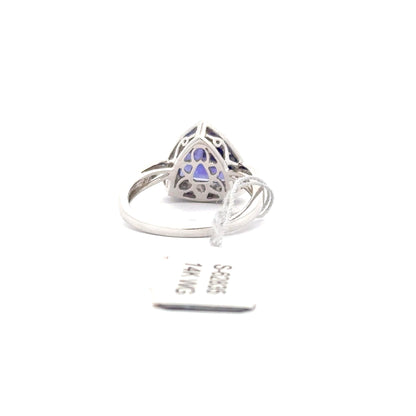 3.09ct Natural Trillion-Cut Tanzanite Center & 0.27ct Natural Side Diamonds Ring | 14K WG