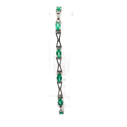 Elegant 2.52 ctw Natural Emerald Bracelet | 14k White Gold.