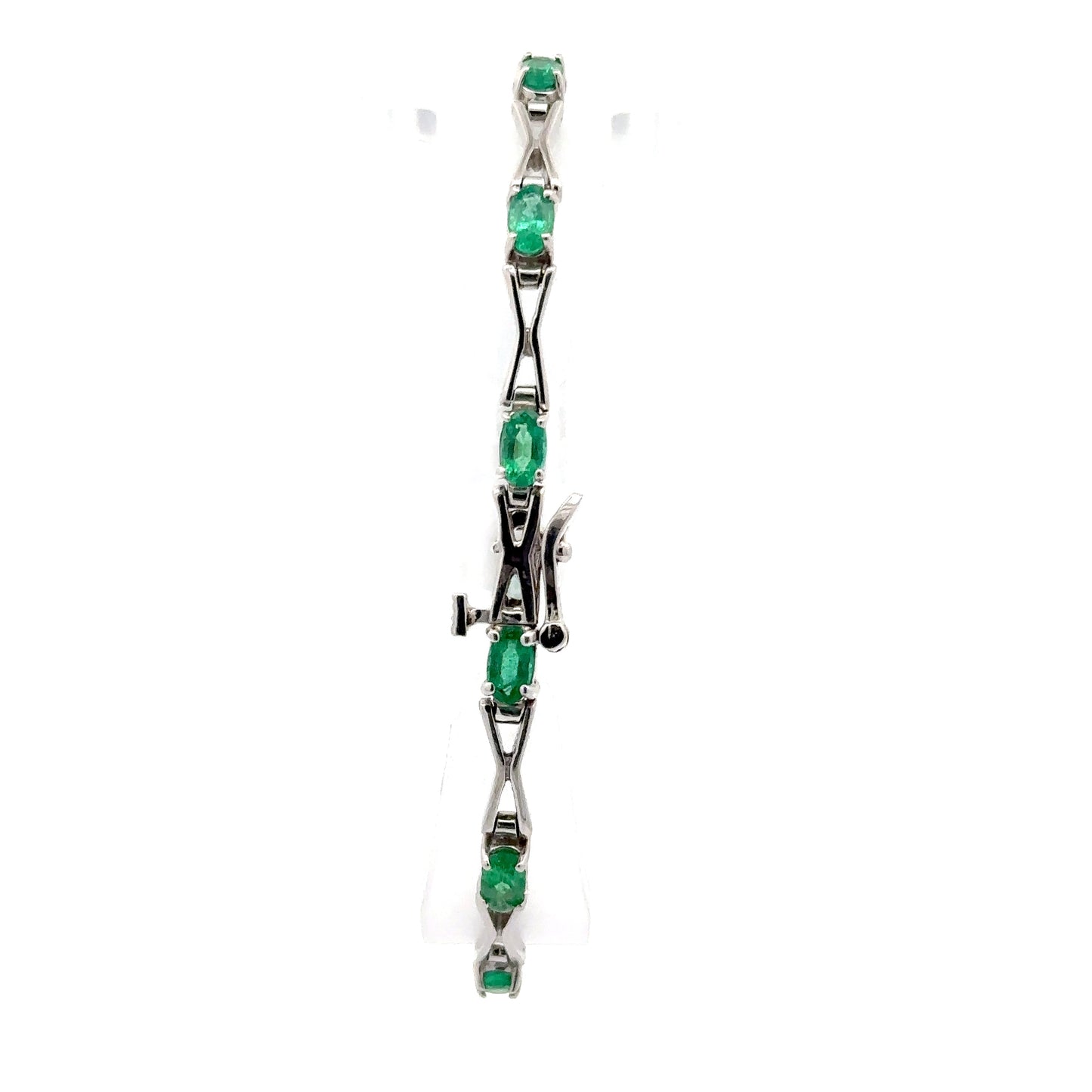 Elegant 2.52 ctw Natural Emerald Bracelet | 14k White Gold.