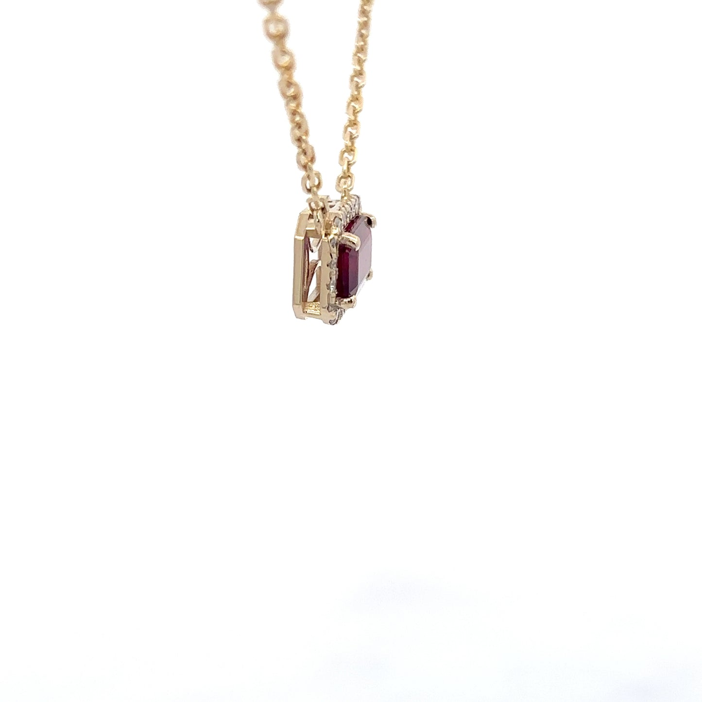 3.09 ct Natural Ruby | 0.45 ct Natural Diamonds | 14k Yellow Gold Necklace