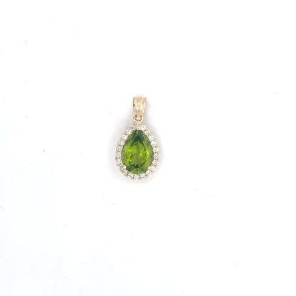 3.52 ct natural Peridot | 0.45 ct Natural Diamonds | 14k Yellow Gold Pendant