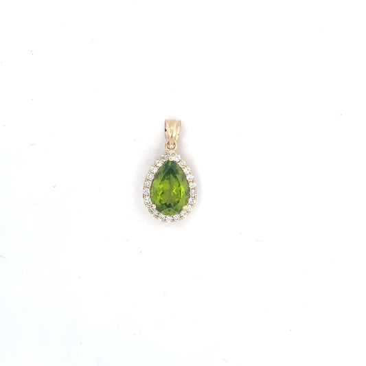 3.52 ct natural Peridot | 0.45 ct Natural Diamonds | 14k Yellow Gold Pendant