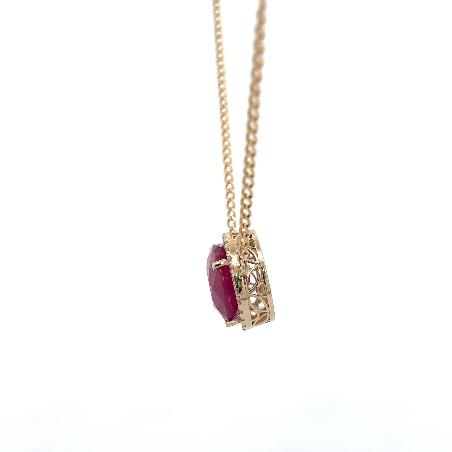 18.18 ct Natural Ruby | 0.75 ct Natural Diamonds Necklace | 14k YG