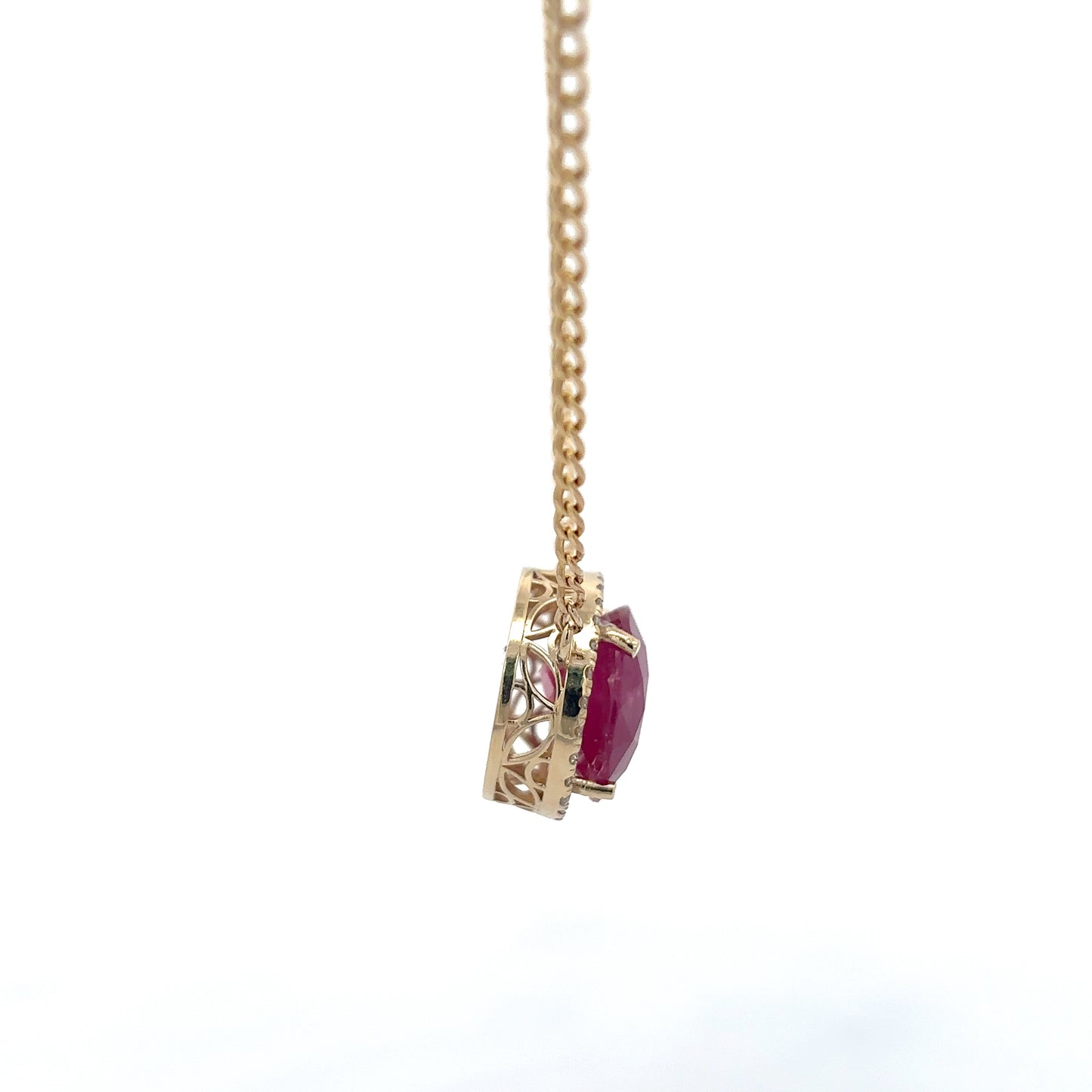 18.18 ct Natural Ruby | 0.75 ct Natural Diamonds Necklace | 14k YG