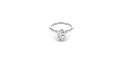 1.10 ctw Oval Shape Lab Grown Diamond | Bezel Set Setting | Solitaire Ring.