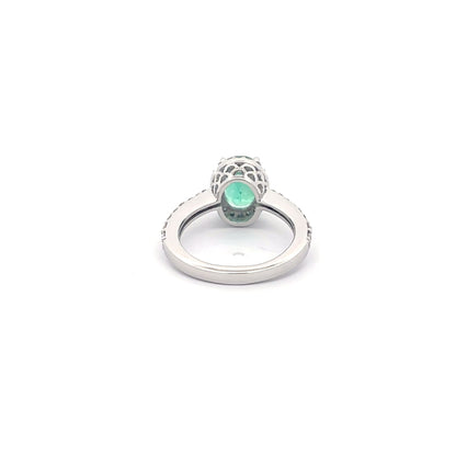 1.87 ct Natural Colombian Emerald | 0.63 ctw Natural Side Diamonds | 14k White Gold Ring.
