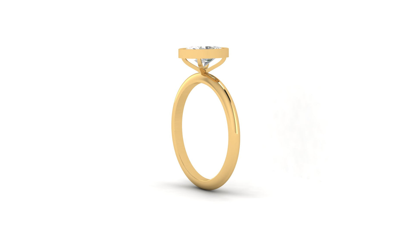 1.10 ctw Oval Shape Lab Grown Diamond | Bezel Set Setting | Solitaire Ring.