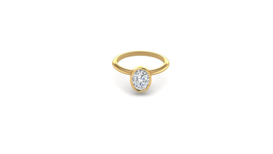 1.10 ctw Oval Shape Lab Grown Diamond | Bezel Set Setting | Solitaire Ring.